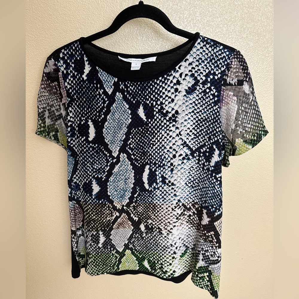 Diane Von Furstenberg Snakeskin Print Silk Women's Top
